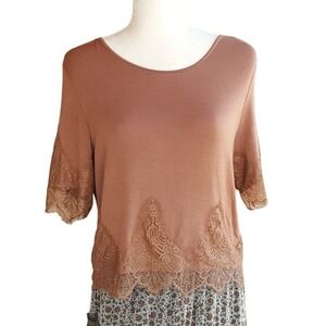 Y2K Kontro J Contemporary Women's Brown Lace‎  Top XL